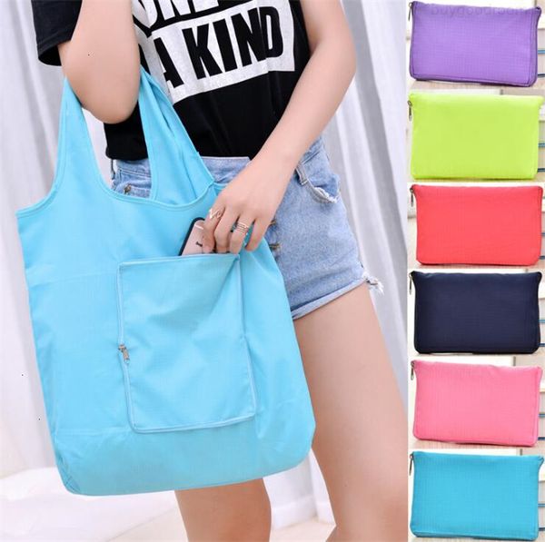 

cloth folding shopping foldable bag durable oxford bag reusable eco-friendly storage bags zipper bags grocery bag for wo wokl