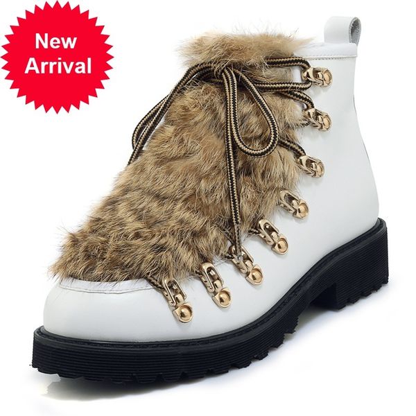 

2021 warm winter beanstalk female horse riding party girl dancing shoes genuine leather woman new women lace up to ankle boots qh0m, Black