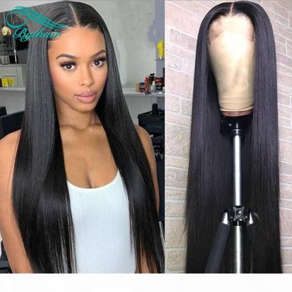 

bythair brazilian silky straight lace front wig human hair full lace wigs for women pre plucked natural hairline with baby hairs, Black;brown