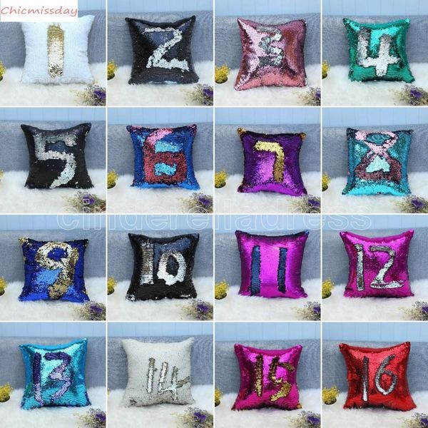 

32 colors glitter sequin pillowcase mermaid cushion cover pillow magical throw pillow case home decorative car sofa pillowcase
