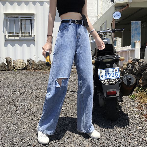 

2021 new summer korean style women's brim custom fashion stylish styling drape hip casual high waist pants h57a, Blue