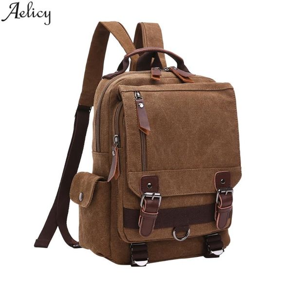 

aelicy vintage designed school bag solid canvas backpack travel large capacity multifunctional bags rugzak