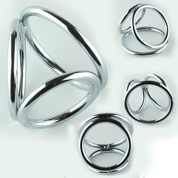 Metall Penis Ring 3 Größen Cock Cage Triple Helix Enhancer Sex Verzögerung Ringe Gadget Impotenz Sex Hilfe Erektion Bondage ring Erwachsene Spielzeug männlich