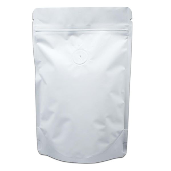 

20pcs lot matte white stand up pure aluminum foil food storage zipper bag mylar coffee beans nuts ziplock bag with vent valve h bbyglw