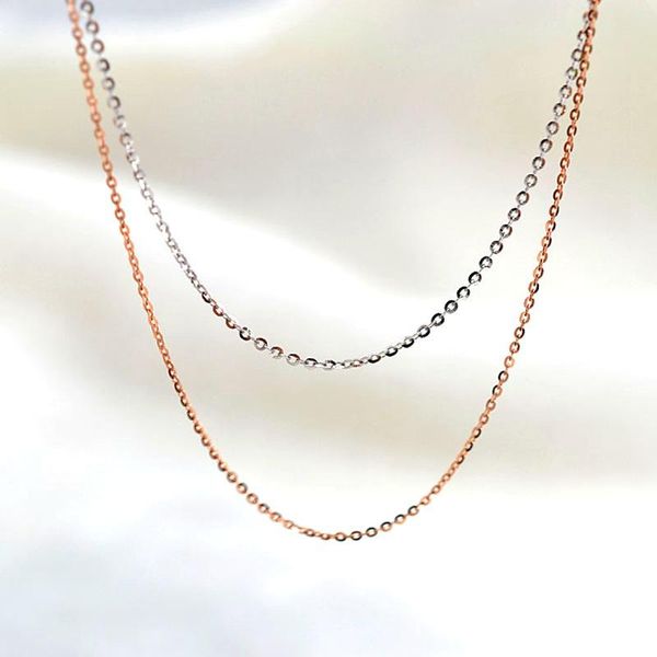 

ani 18k rose gold (au750) chain necklace for women engagement fine jewelry o letter chain for pendant 16 inches or 18 inches, Silver