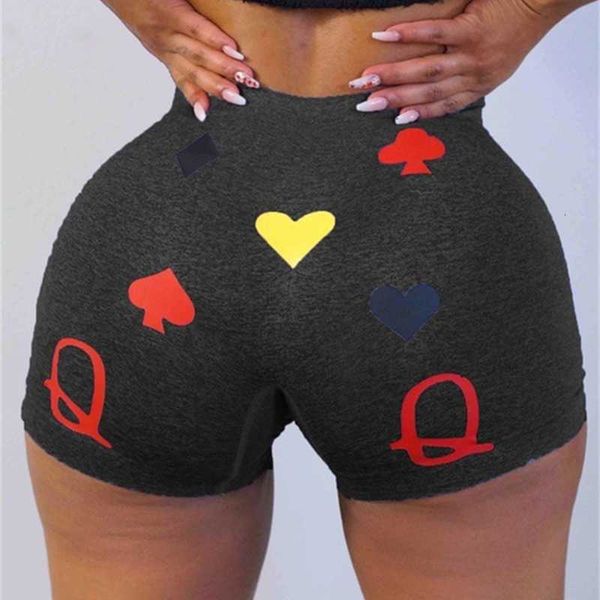 

yoga punk pants poker printing nightclub wear women's shorts, White;black