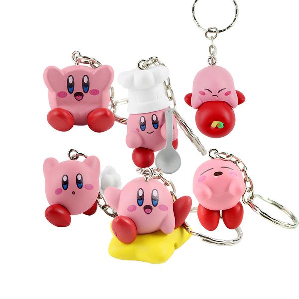 

6pcs/set 4cm kirby popopo mini pvc figures toys with keychain pendants y200703