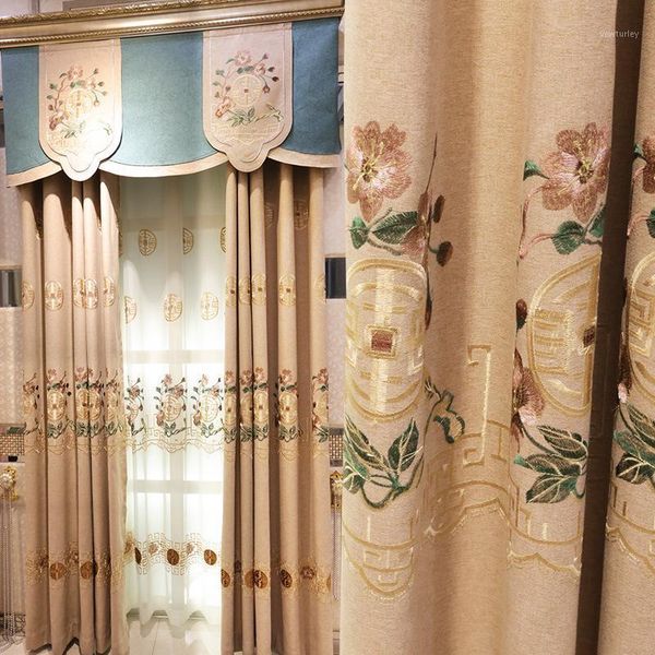 

curtain & drapes embroidered cloth living room chinese style coffee color curtains for bedroom1