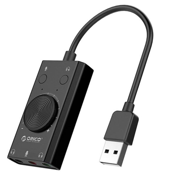 

sound cards orico sc2 external usb card volume adjustable 3-port mic headphone audio adapter for windows mac os linux pc