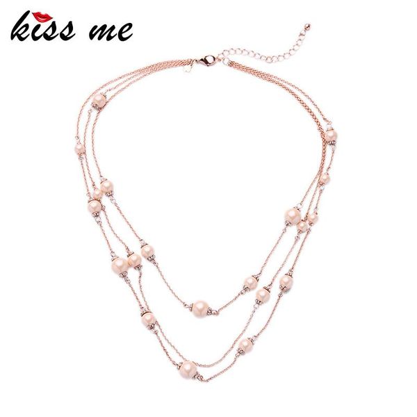 

топ-рейтинг поцелуй меня бренд слоистые стимулируемые жемчужины ожерелье роскошные ювелирные изделия женщины bijoux choker ожерелье, Golden;silver