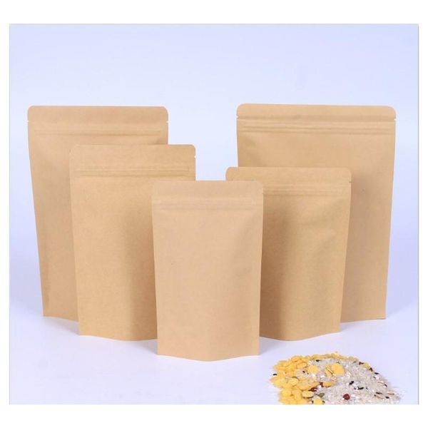 

1000pcs zipper brown kraft aluminizing pouch,stand up kraft paper aluminium foil bag resealable zip lock grip seal f jlljfp lajiaoyard
