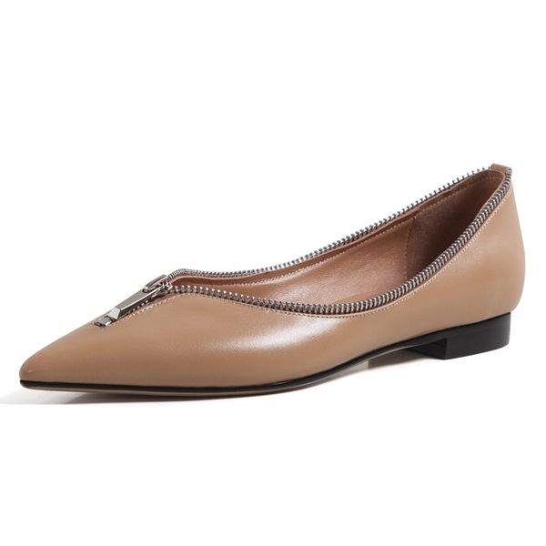 

2021 new classic women spring genuine leather low heels black toe shoes woman 34-41 5z5e