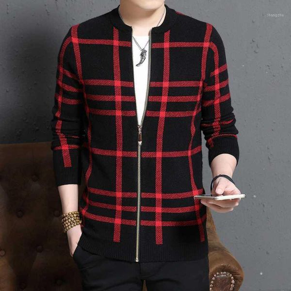 

2020 spring young men's casual sweater cardigan jacket sweater men's jacket slim streetwear hiphop leisure1, Black;brown