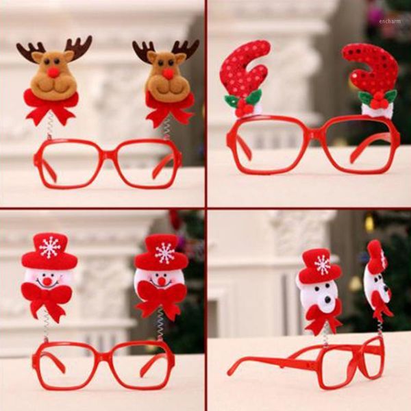 

1pcs lovely christmas decorative glasses frame multi-pattern santa claus snowman bear elk new year xmas decoration kids children1