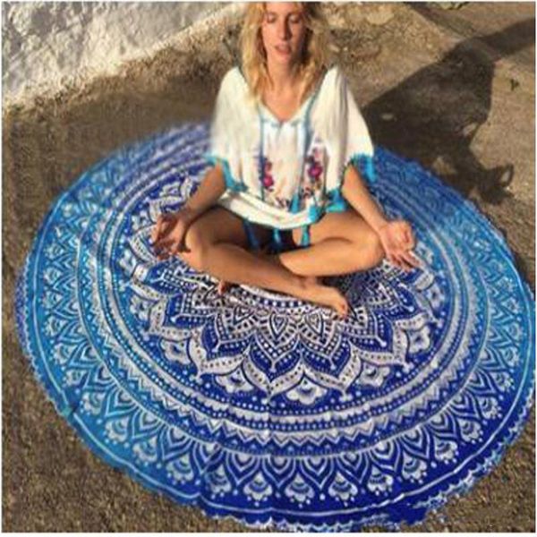 

towels cover-up pads style 145*145cm bohemian 20 beach shawls bikini style blanket round large outdoor colorful bbyis bdehome