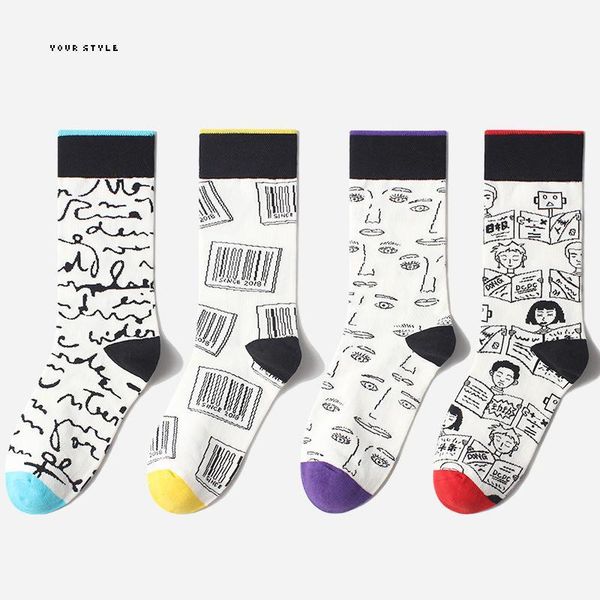 

new original women socks couples cotton crew socks women personality 1 pair dropshipping supplies1, Black;white