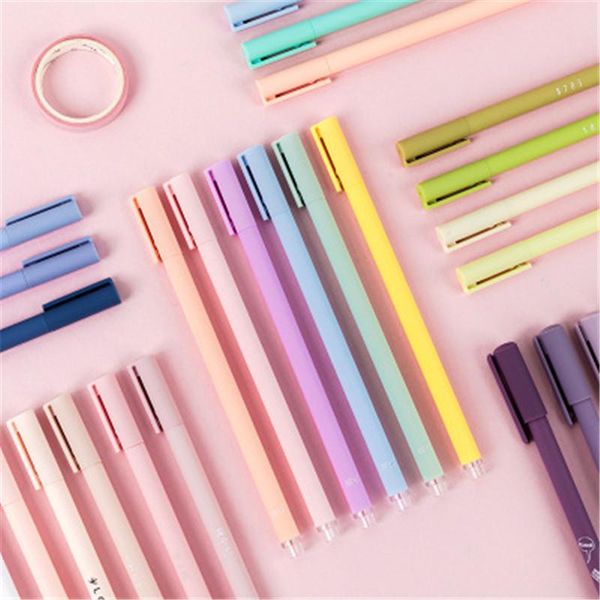 

gel pens 6pcs ballpoint rainbow macaron color barrel 0.5mm gradients pen set for writing school student office supplies