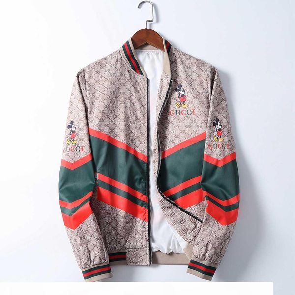 

new designers spring autumn casual jacket male clothing zipper collar plaid printed slim mens designer jackets windbreaker sportswear, Black;brown