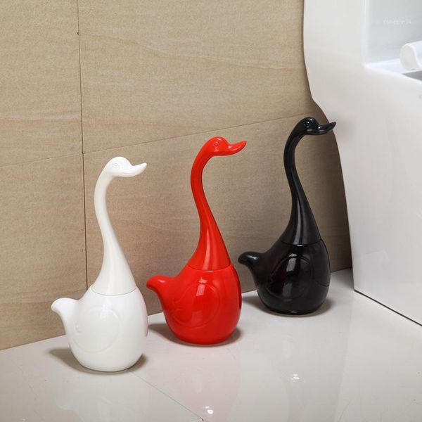 

toilet brushes & holders ceramic base cleaning brush plastic handle swan holder creative bathroom funny household tool1