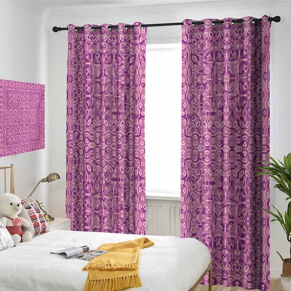 

thermal insulated room darkening window shade abstract vintage tribal pattern cultural ornamental oriental boho artwork curtain