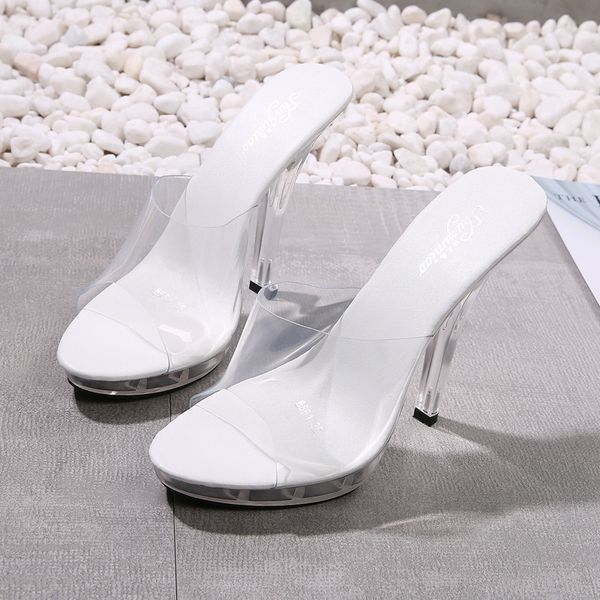 

clear pvc transparent pumps sandals perspex heel stilettos high heels womens party shoes nightclub pump 35-42, Black