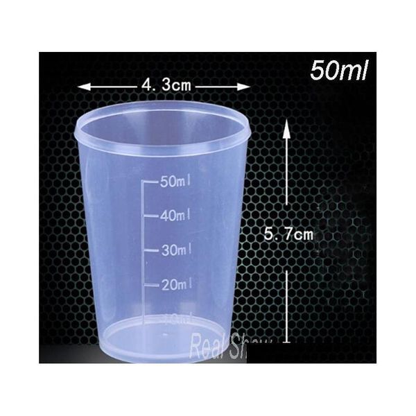 

50cc measuring cups,50ml clear plastic cup 100pcs/lot ,with scale jllsvy loveshop01