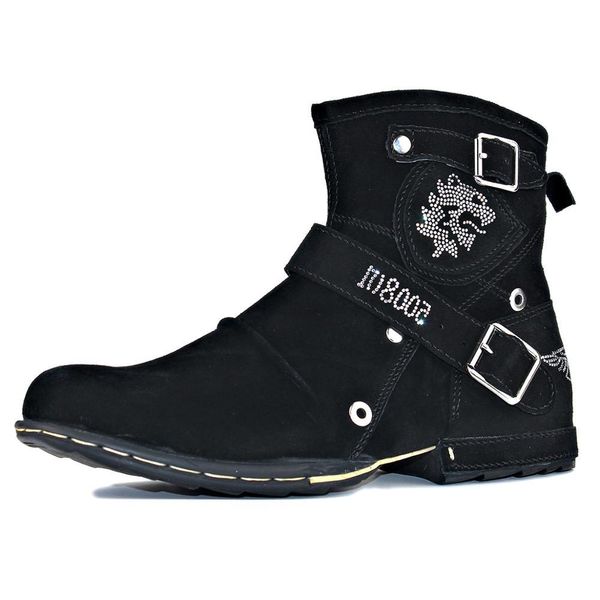 

2021 spring part genuine leather men ankle male boots rjmc, Black