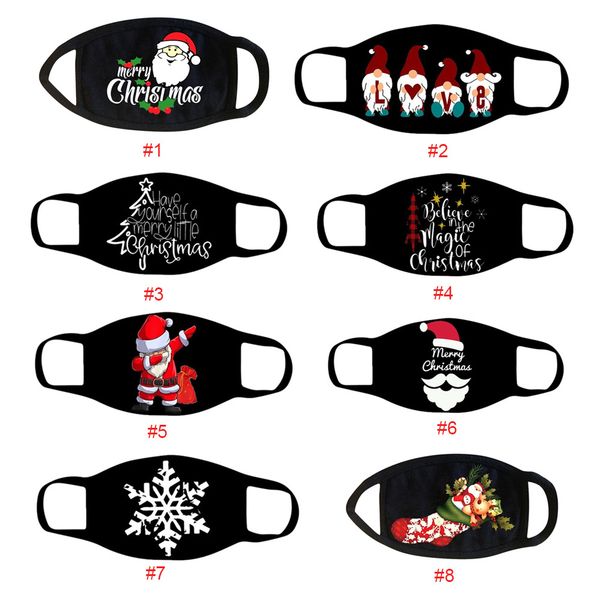 

2020 christmas mask kids santa claus snowflake print mouth cover dustproof breathable face masks xmas decoration party black mouth