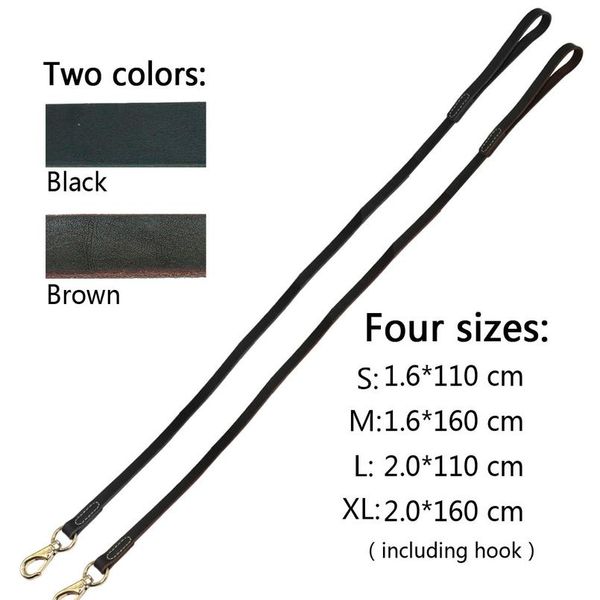 

heavy duty handmade leather dog leash lead dark brown black with gold hook for walking training all dog breeds bbymee