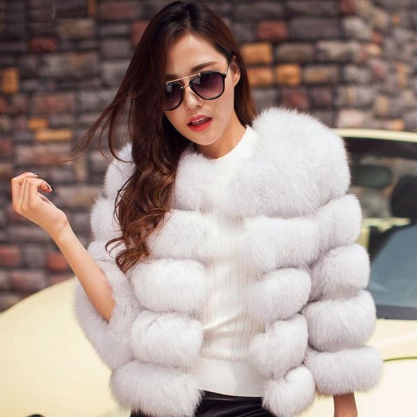 

faux fur coats winter thick outerwear women casual jackets female artificial fur patchwork coat 2020 new fake coat, Black