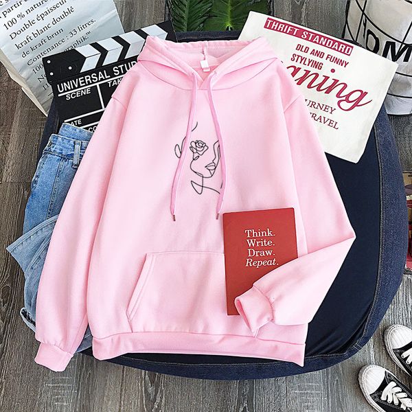 

hoodies women hooded simple all-match leisure oversize pullovers korean style warm kawaii womens loose streetwear sweatshirts 1014, Black