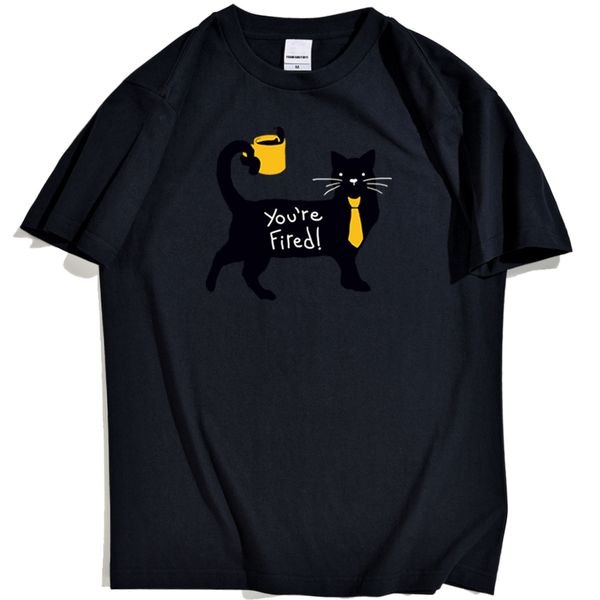 

cartoon animal pattern costume man black cat drink coffee for summer street comfortable sport hooded sweatshirt hoodie t shirt