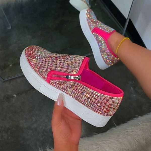 

Women Flat Loafers Glitter Crystal Bling Rhinestone Sneakers Woman Vulcanized Shoes Platform Shoes Autumn Girls Casual #2x9K