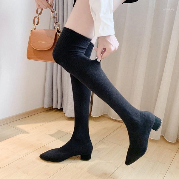 

2020 new fashion thigh high boots for women's winter over knee boots women black slim warm shoes woman elastic botas altas mujer1