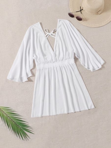 

plus plain ruffle cover up c1sz#, Black