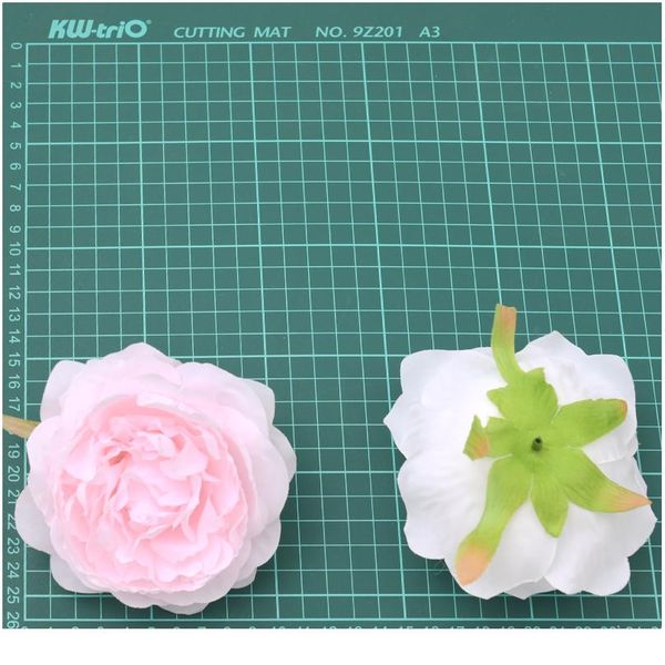 

30pcs/lot 10cm large artificial white peony rose silk flower heads diy wedding decoration wreath scrapbooking craft fake bbylly