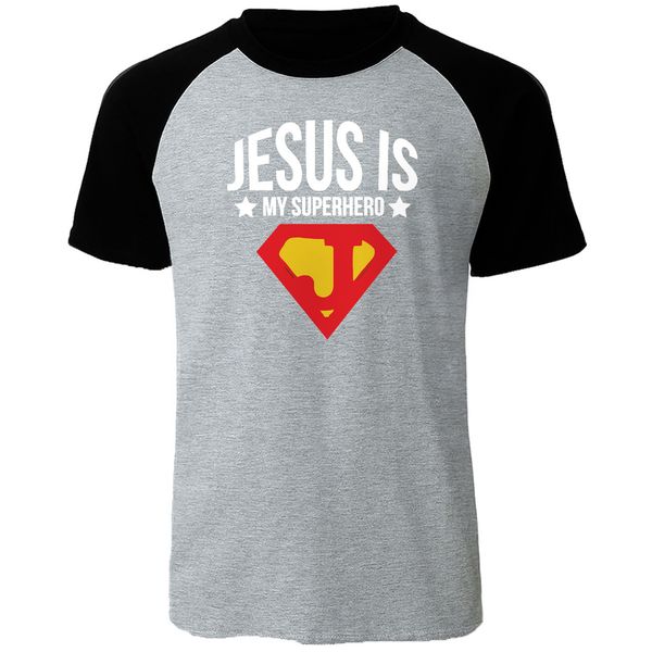 

jesus is my superhero funny novelty tshirt summer raglan short sleeve mens hip hop sport hooded sweatshirt hoodie men t shirt