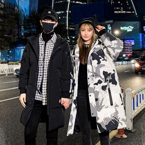 

men's down & parkas men women jacket outdoor clothing winter long style duck coats man 2021 sell thicken zipper camouflage outwear, Black
