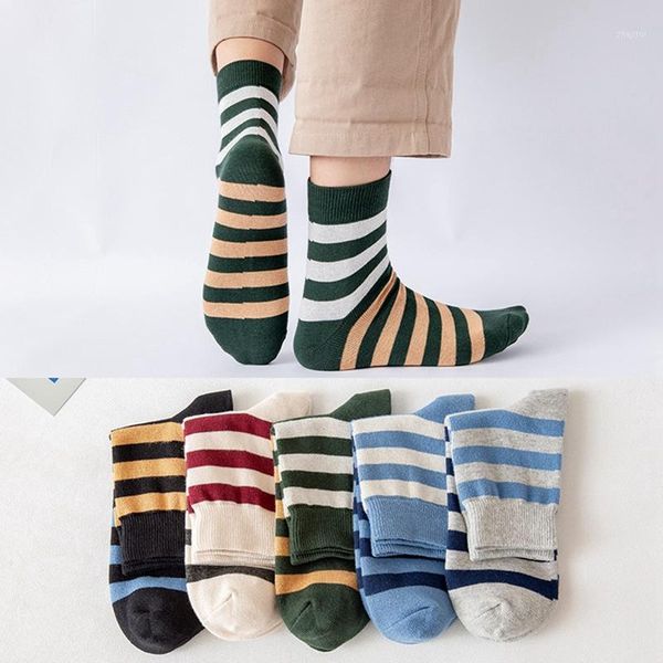 

1pair men's socks business crew socks male colorful striped hip hop comfortable cotton knit warm winter for man1, Black