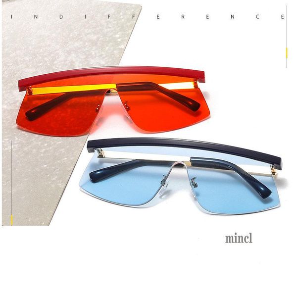 

oversized square sunglasses women 2020 fashion flat red black clear lens one piece men shade mirror uv400 fml, White;black