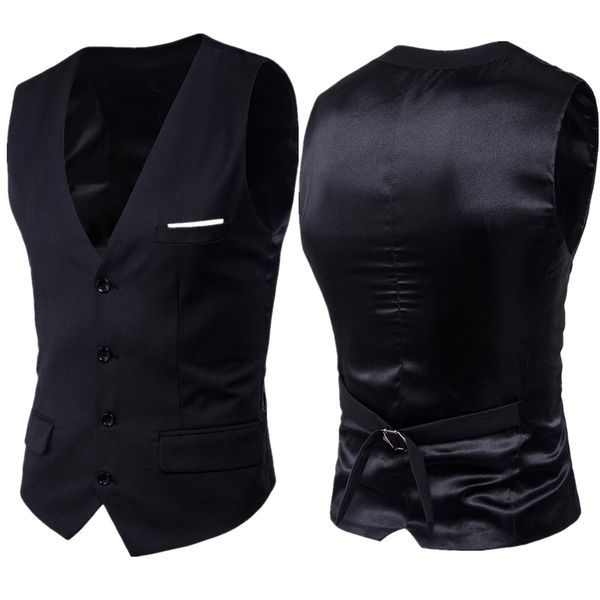 

black suit vest waistcoat men brand new slim fit v neck dress vests mens formal business wedding tuxedo chaleco hombre 6xl 201123, Black;white