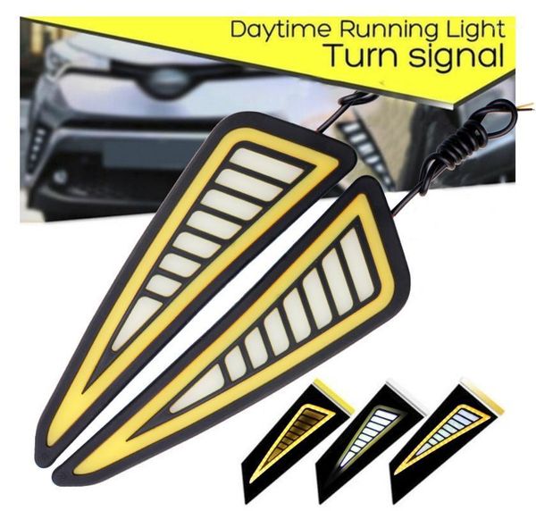 

lymoyo 2pc drl daytime running light eagle eye cob led auto bulb white turn yellow car turn signal warming light car styling 12v1