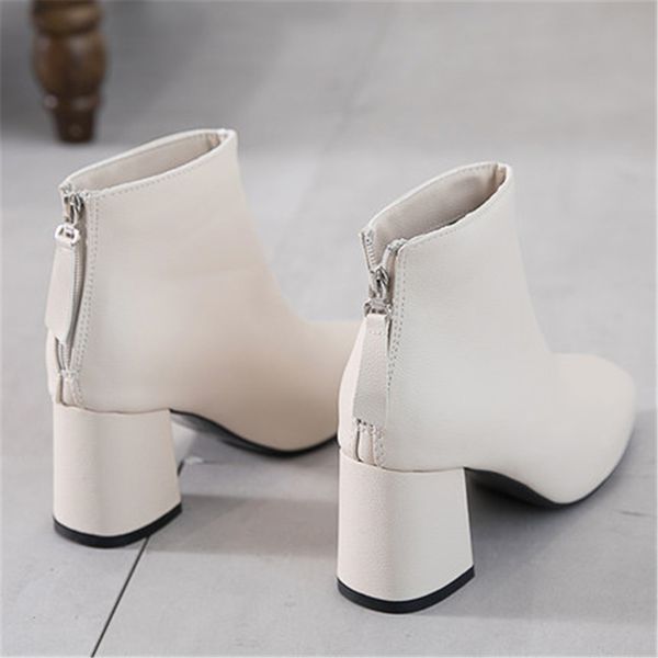 

fall 2021 new square jumps classic female booty zip boots for women plutonium leather elegant black shoes 80jf