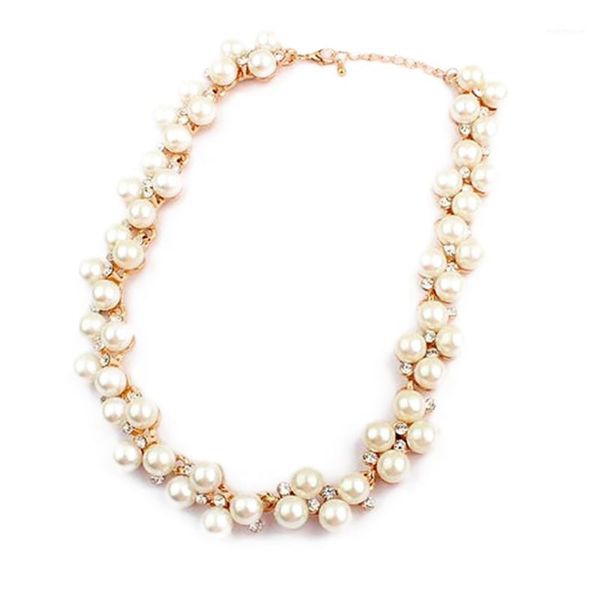 

new imitation pearl necklace sale gift new good quality inlaid with imitation zircon short choker1, Golden;silver