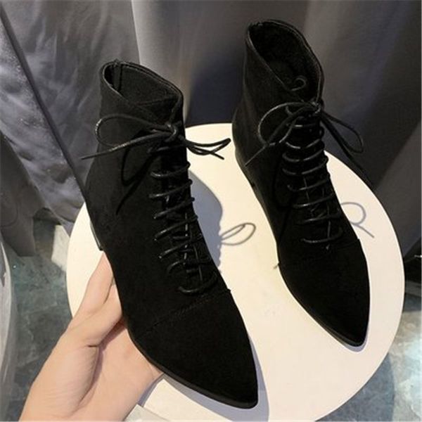 

thick 2021 new boots black thin wipes finger of pointed foot rentals-up short female designer kolz