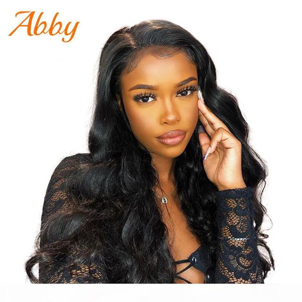 

abby hair brazilian body wave lace front human hair wigs 180% density lace frontal wigs 13x4 13x6 preplucked body wave wig, Black