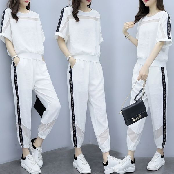 

roax3 2020 summer european sports suit women's western g loose slimming casual short-sleeved two-piece set fashion new sportswear sport, Gray