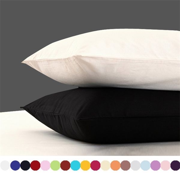 2 peças de algodão 600tc hotel pillowcase 19 cor de almofada de cor sólida cama 70x70cm 50x70 Capa de travesseiro personalizar qualquer tamanho 201114