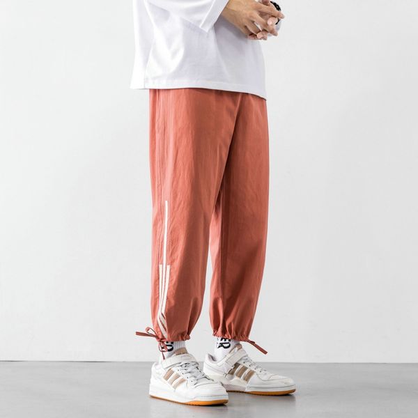 

autumn new style men's casual trousers casual trousers long pants korean version trend versatile and handsome capris with drawstring yj, Blue