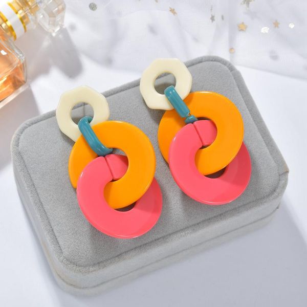 

dangle & chandelier candy color hollow geometric big long drop earrings round plastic square acrylic beautiful 1pair contrast women, Silver